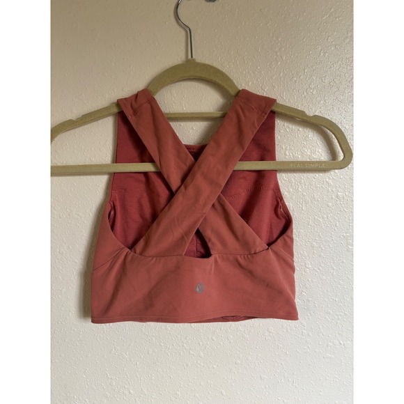 Lululemon Forward Fold Bra Longline Tank Top Cross Back Clay Size 6 - Picture 4 of 7